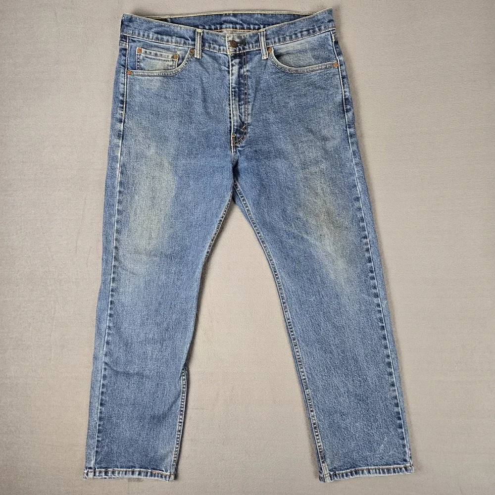 Levis 505 Jeans Mens 36x29 Blue Denim Straight Regular Cotton Stretch Pant *READ